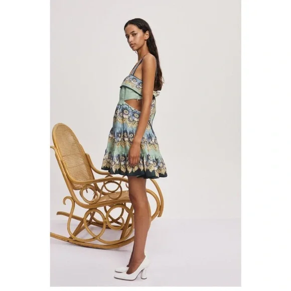 chinese dress ladies STRETCH LINEN SOLID CUTOUT MINI DRESS – The Clozz Store